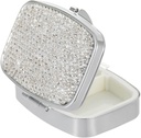 Pocket Pharmacy Bling 2 Segment Medicine Organizer lille sød pille Container Travel Pill Box sag for Purse Square Vitamin Holder til Pocket (sølv)