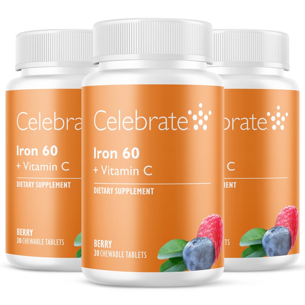 Fejre Vitaminer jerntilskud med 60mg jern & C-vitamin - berry tyggebånd til bariatriske patienter, Gastrisk bypass & Ærme Gastrectomy Support - 30 tabletter til post- kirurgi sundhed vedligeholdelse