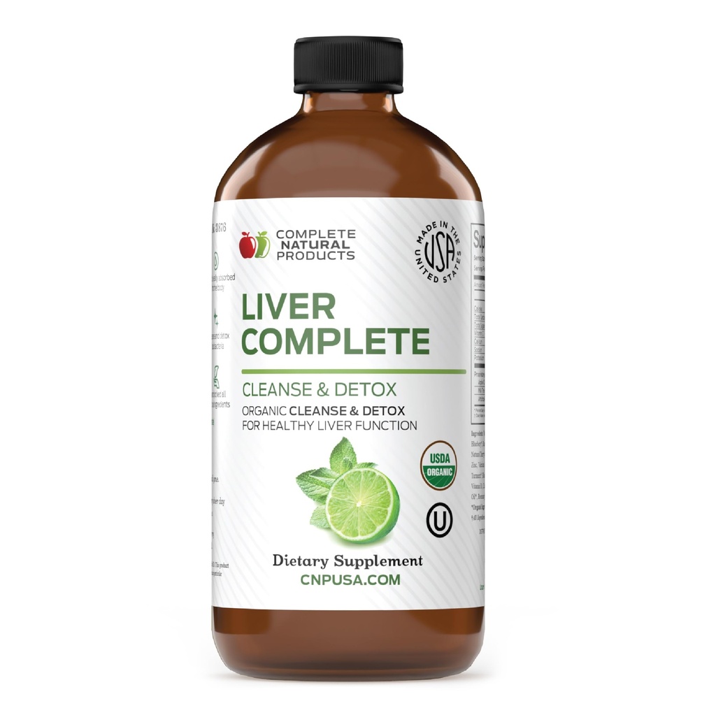 Lever Complete 16oz Support Flydende - Mælk Thistle, Chanca Piedra & Mælkebøtte Root - Herbal Cleanse Supplement - Non- GMO, Økologiske ingredienser