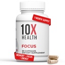 10X Health Focus Rhodiola Rosea - Brain Supplements for Memory and Focus - 60 Capsules Focus Supplement, Memory Supplement for Brain Health med Ginkgo Biloba, Huperzine A - Ginkgo Biloba Kapsler