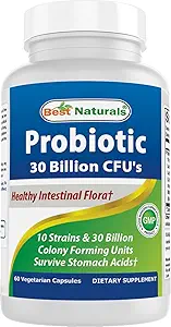 Bedste Naturals Probiotiske 10 Stammer & 30 Millioner CFU Intestinal Flora, 60 Veggie Kapsler (60 Greve (pakke med 1))