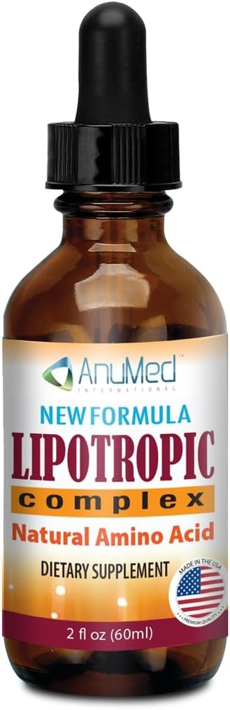 ANUMED - Lipotropic Complex Liquid Drops med vitamin B12, B6, Folinsyre, Cholin, Inositol til leversundhed, Natural Cleanser, Detox + øger naturlige energiniveauer. Vegan, Non- GMO, Gluten- Free (2oz)