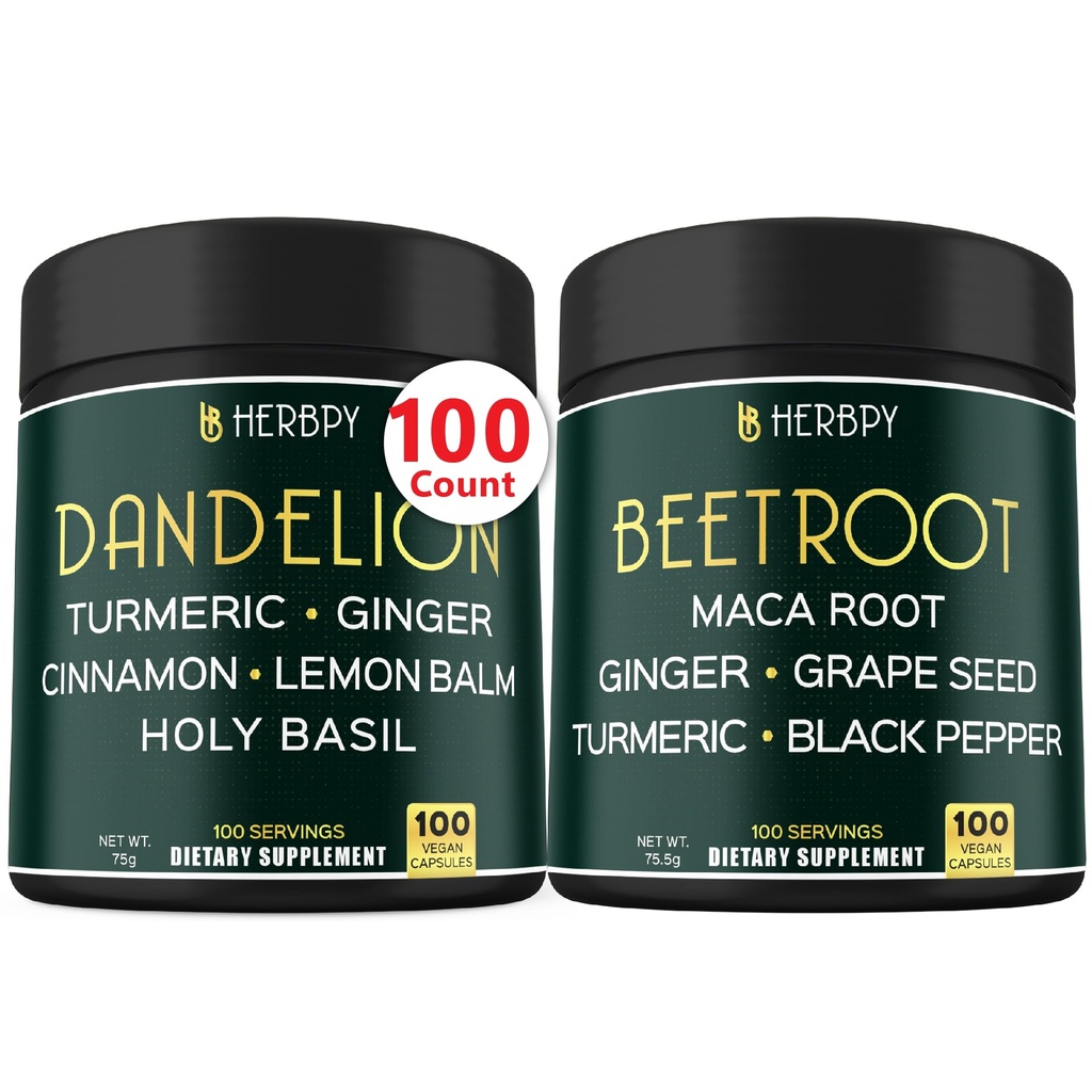 Bundle 6in1 Mælkebøtte tillæg & 6in1 Beet Root Kapsler - Støtte fordøjelse, immunforsvar og hjerte sundhed