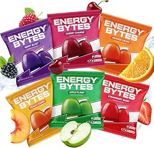 Energi Bytes Koffein Gummies Coffein 124; Instant Energy Chews for Running, Cykling og Sports Performance Coffein 124; Vegan, Lavsukker Coffein 124; Variety Pack (12- Pack)