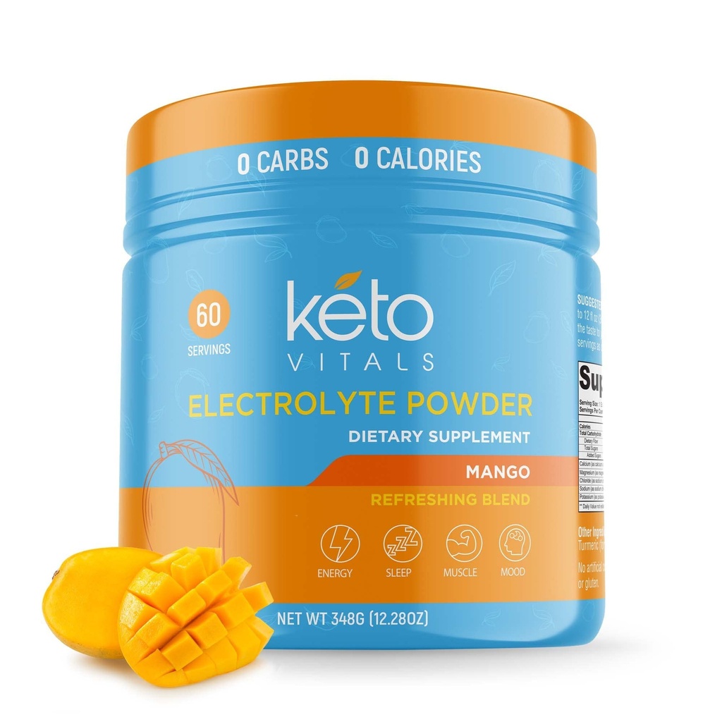 Keto Vitals Electrolytes Powder Dex124; Keto-Friendly Electrolytes with Kalium, Magnesium, Natrium, Calcium Dex124; Keto Electrolytes Supplement Energy Drink Mix 124; Sugar- Free, Zero Calories, Zero Carbs