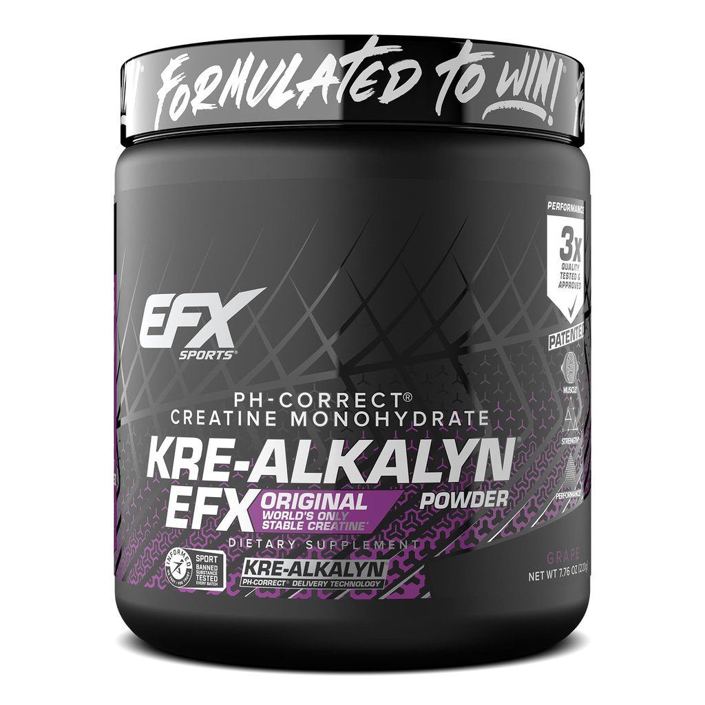EFX Sports Kre- Alkalyn EFX pulver • 124; pH Korrekt Creatin monohydrat pulver • 124; Styrke, Muscle Growth & Performance • 124; 110 Servere (Grape)
