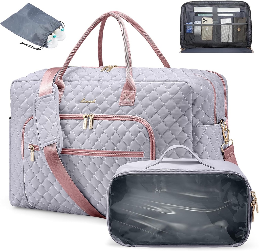 LoveVOOK rejse duffle taske - Kvinder Weekender Carry On Overnight Laptop & Gym taske med toilettry / Shoe Pocket, Hospital Labor Bag