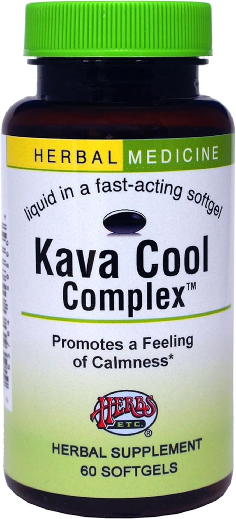 Urter Etc. Kava Calm Complex - Herbal supplement til støtte naturlig afspænding - Understøtter Rastful Sleep - Nerve beroligende supplement - 60 Softgels (60 Servere)