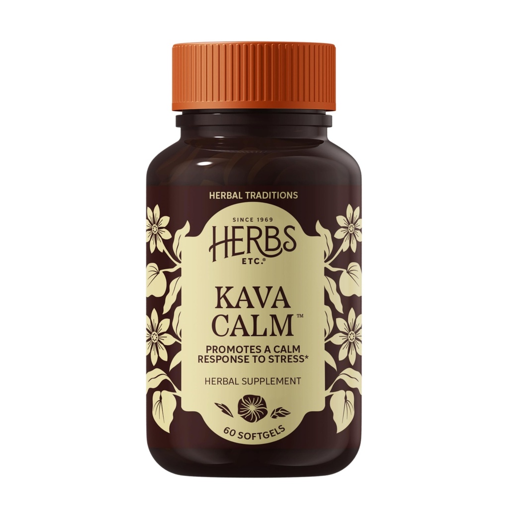 Urter Etc. Kava Calm Complex - Herbal supplement til støtte naturlig afspænding - Understøtter Rastful Sleep - Nerve beroligende supplement - 60 Softgels (60 Servere)