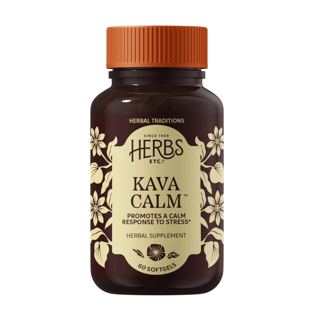 Urter Etc. Kava Calm Complex - Herbal supplement til støtte naturlig afspænding - Understøtter Rastful Sleep - Nerve beroligende supplement - 60 Softgels (60 Servere)
