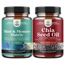 Bundle af Advanced Brain Supplement med Nootropics til hukommelse, fokus, Clarity, energi og Chia Seed Oil Extract kapsler med Plant Based Omega 3 6 9 og Fiber til hjerte, fordøjelse og immunforsvar