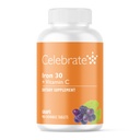 Fejre Vitamin jerntilskud med C-vitamin - 30mg jern, 60mg C-vitamin, Bariatriske Vitamin til WLS patienter, Lodret Ærme & Gastrisk bypass Kirurgi - Grape, 90 tyggetabletter