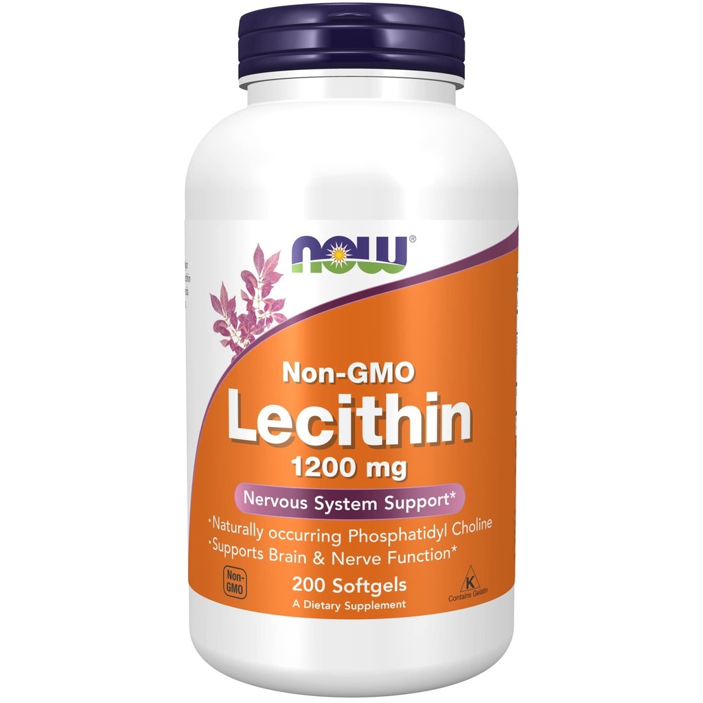 Now Foods Supplements, Lecithin 1200 mg med naturligt forekommende Phosphatidylcholin, 200 Softgels