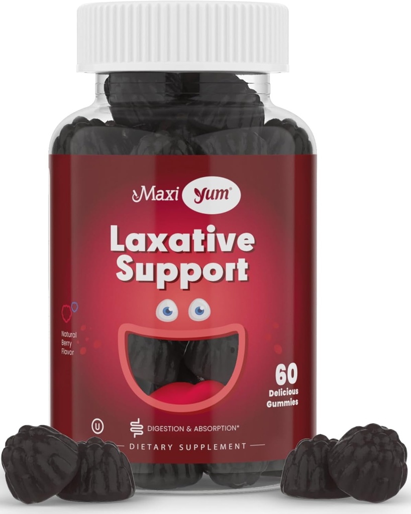 Maxi Sundhed Naturlige Laxative Gummies for voksne og børn - Non- GMO og Vegan Senna Afføring blødgøringsmiddel Gummies - Berry Flavor Chewable Laxatives for Constipation Support (60 Greve)