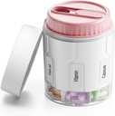 Daviky Pill flaske Organizer, supplement Organizer med 7 store kompartmenter, Travel Pill Dispenser Round Pill Box med to låg