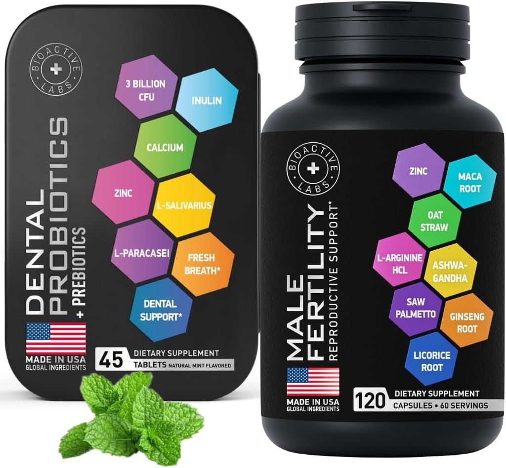 Fertility Supplements for Men and Dental Probiotics in Tins Male Bundle