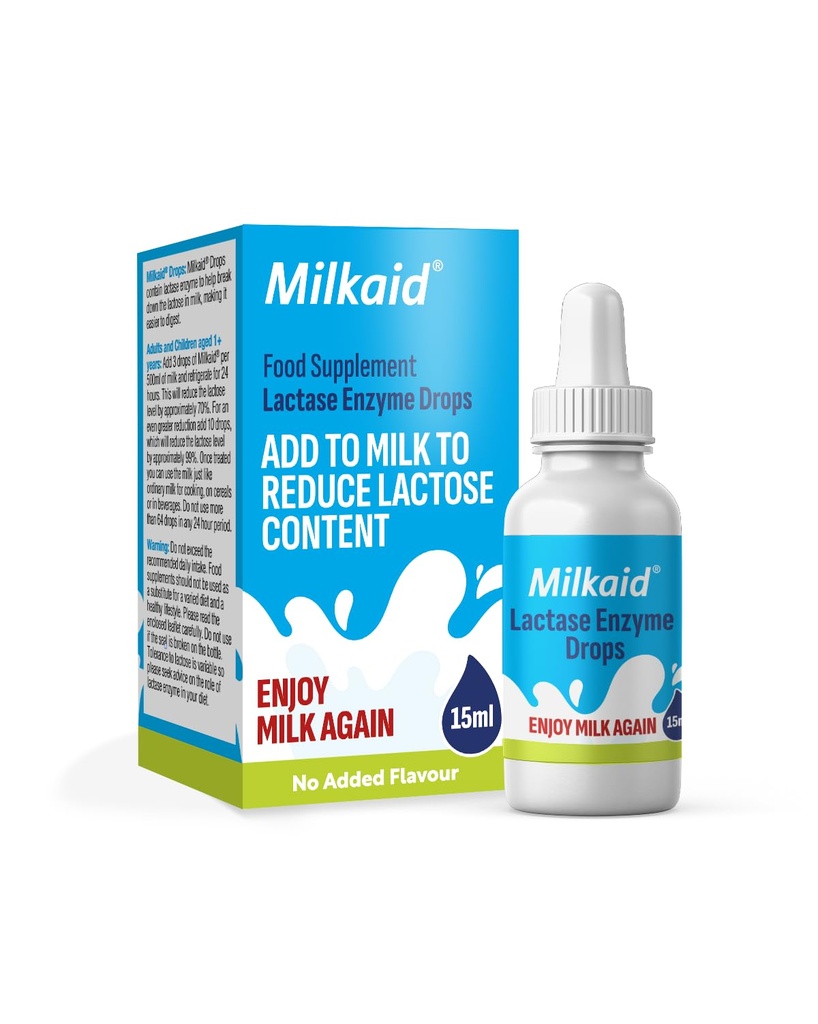 Milkaid Lactase Enzyme Drops for Lactose Intolerance Beeg 124; Forhindrer Gas, Bloating & Diarrhea Beeg 124; Hurtig fungerende Dairy fordøjelsestillæg Beeg 124; Gluten Free & Vegetarian Beeg 124; Ingen Kunstig Artificial Artificial Artificial