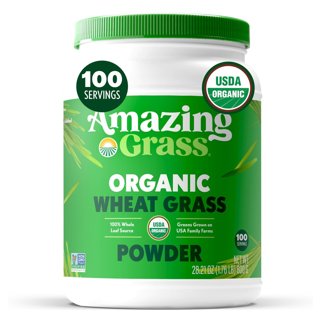 Amazing Grass Hvede Græs Pulver: 100% Whole- Leaf Hvede Græs Pulver for energi, Detox & Immunity Support, Chlorophyll giver grønne, 100 Servering