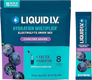 Liquid I.V.® Hydration Multiplier - Concord Grape | Electrolyte Powder Drink Mix | 1 Pack (16 Servings)