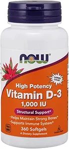 D3- 1000 IE (høj potens) - 360 Softgels by NOW