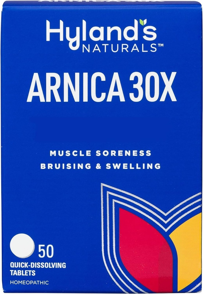 Hyland 's Arnica Montana 30x tabletter, Natural Relief of Bruises, Hævelse og muskelømhed, Quick Opløsning Tablets (Pack of 1, 50 Greve Total)