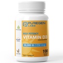 Puregen Labs Vitamin D3 50. 000 IE (1250 mcg) 100 Uger Supply for Sund Muskel Funktion, og immunstøtte, Non- GMO, Gluten Free 100 Vegetabilske kapsler