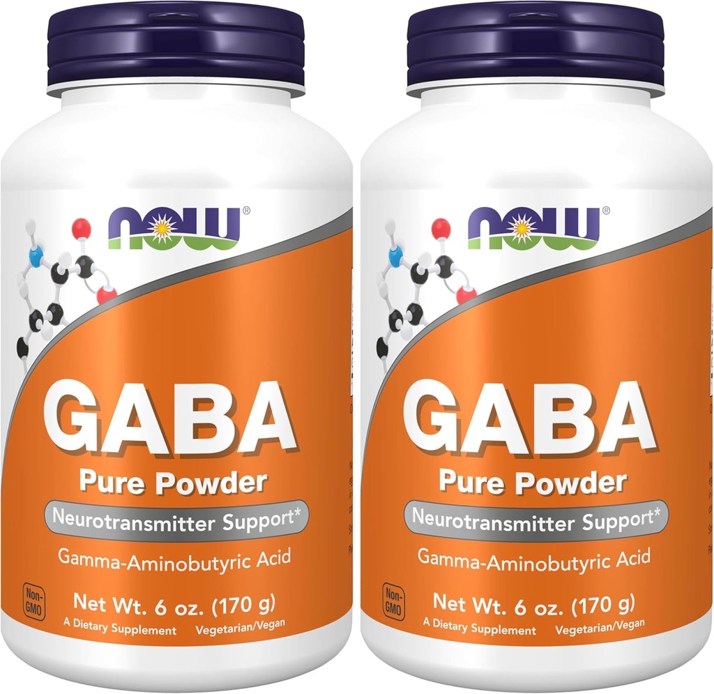 Now Supplements, GABA (Gamma- aminosmørsyre) Powder, Neurotransmitter Support *, 6 - Ounce (pakke med 2)