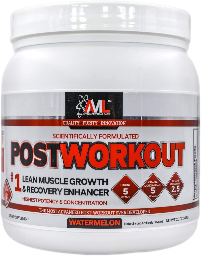Advanced Molecular Labs - Postworkout Powder, Lean Muscle Growth, Recovery Enhancer, Muscle Building Post Workout Recovery Drink for kvinder og mænd, Watermelon, 12.3 oz
