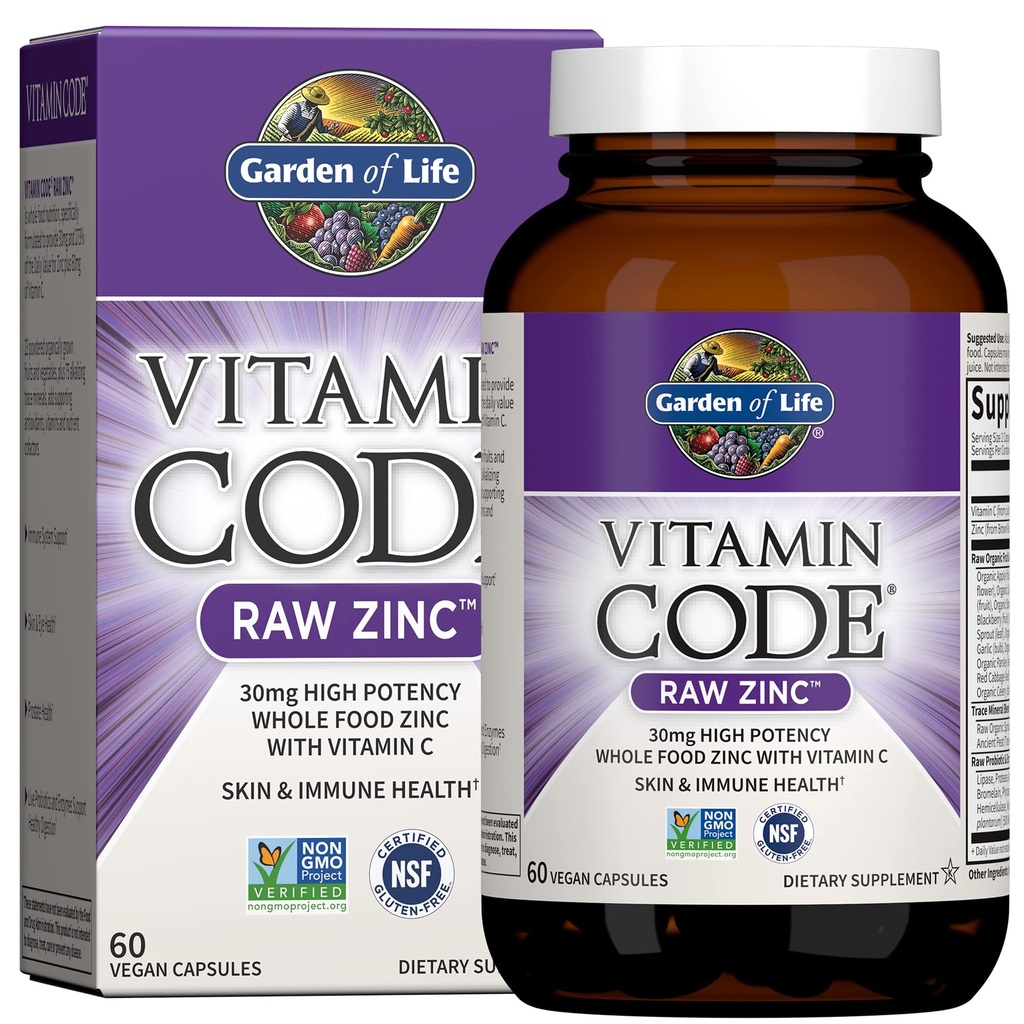 Garden of Life Vitamin Code Raw One Men's Multivitamin with Zinc Supplements for Immune and Skin Health, 30 Capsules