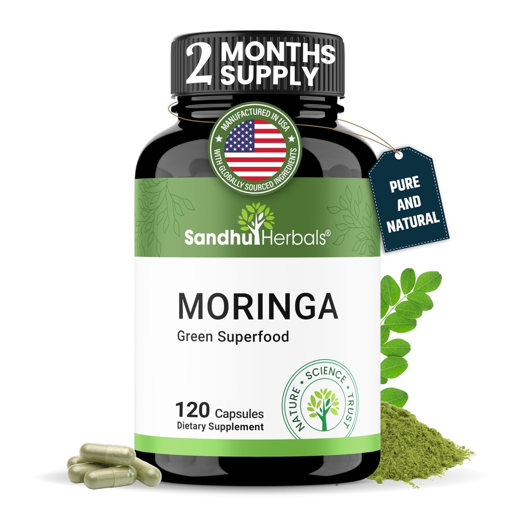 Pure Moringa kapsler til kvinder & mænd Note 124; 120 Greve Green Antioxidant Natural Superfood