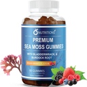 O NUTRITIONS Premium Sea Moss Gummies Made with Irish Sea Moss, Burdock Root, og Bladderwrack -Seamoss Raw Alkaline Supplement
