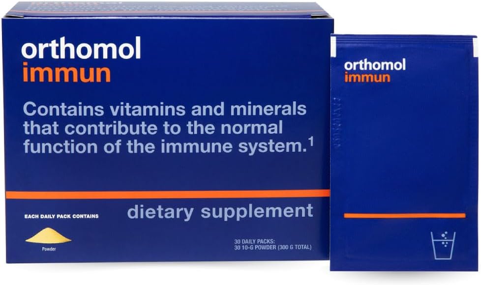 Orthomol Immun Powder, immunsupporttillæg, 30- Day Supply, Vitamin A, B, C, D, E, Zink, Jod