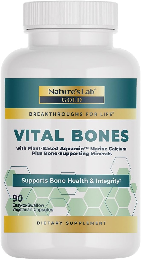 Nature 's Lab Gold Vital Bones med Aquamin ™ Plant- baseret calcium - 90 Vegetariske kapsler