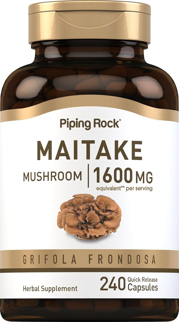 Piping Rock Maitake Mushroom Extract: 124; 1600mg - 124; 240 Kapsler: 124; Urtetilskud: 124; Non- GMO, Gluten Free