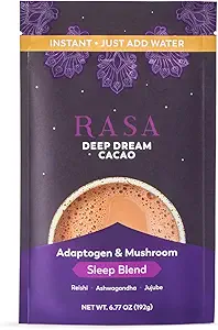 Rasa Deep Dream Cacao - Adaptogen Mushroom Sleep Blend Budd124; Vegan, Gluten Free med Reishi + Ashwagandha + Jujube (6.77 oz. / 24 Serveringer)