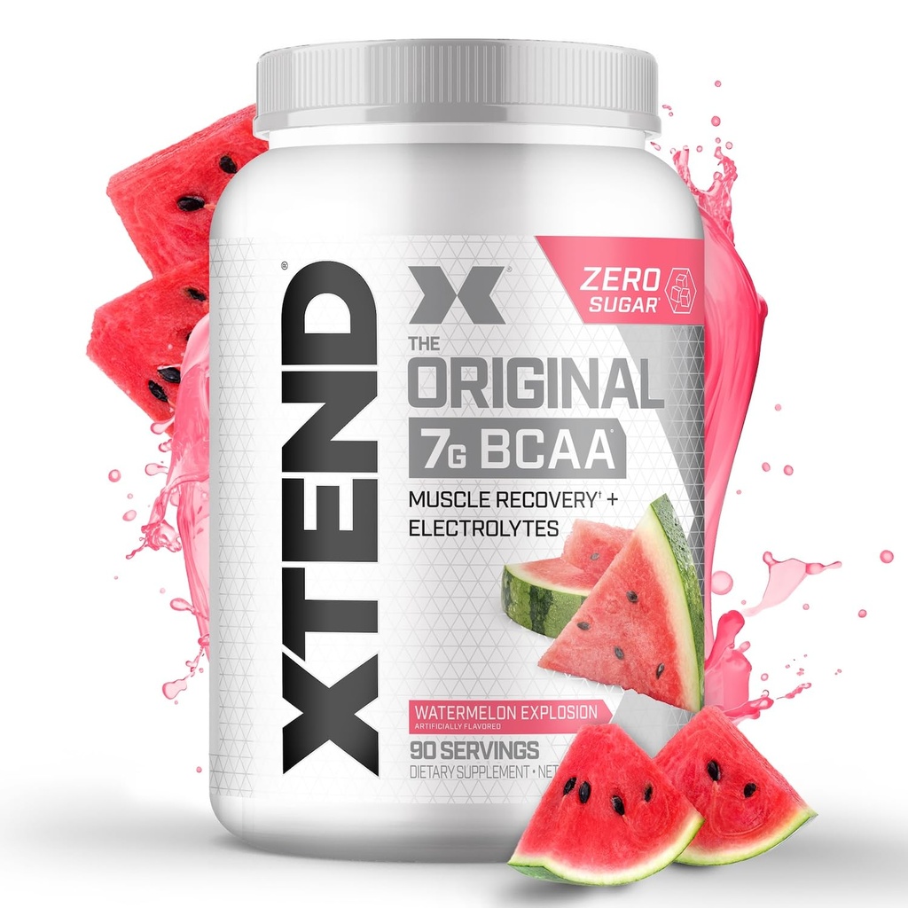 Xtend Original BCAA Powder 7g BCAA og 2,5 g L- Glutamin, Sukker Free Post Workout Muscle Recovery Drik med Aminosyrer til mænd og kvinder, 90 Servering