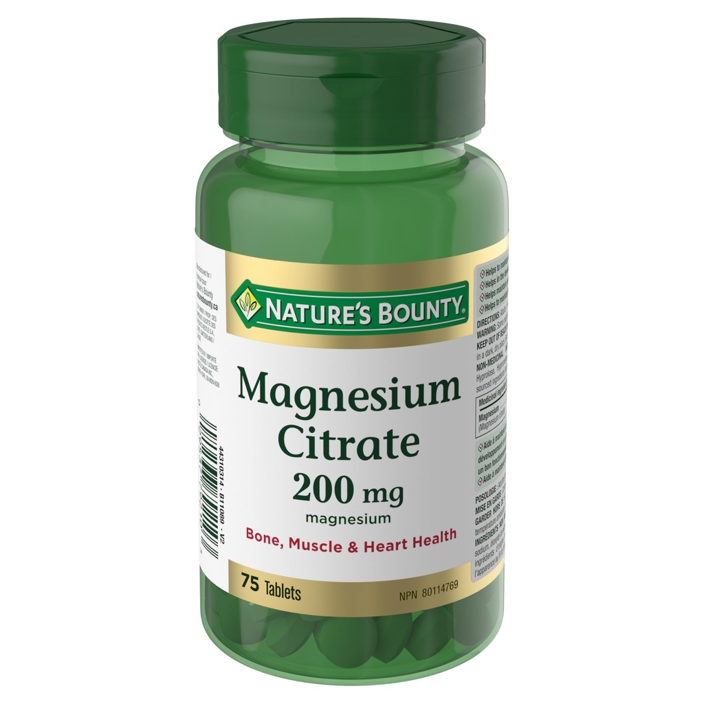 Naturens Bounty Magnesium Citrate 200 mg, 75 tabletter