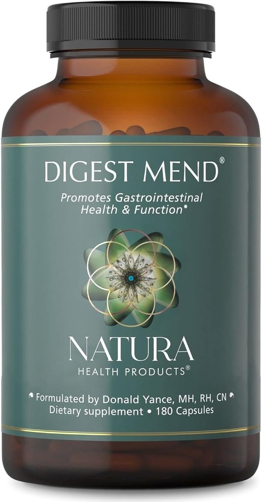 Natura Health Products Digest Mend Supplement - Opmuntrer sunde gastriske microboime * - Med Deglycyrrhizated Licorice (DGL), Aloe Vera, Marshmallow, Mastic Gum, & Kamille (180 Kapsler)