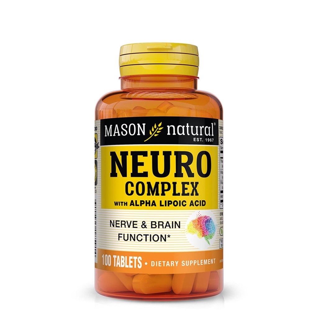 MASON NATURAL Neuro Complex med Alpha Lipoic Acid & Vitamin B12, Egnet til vegetarer, 100 tabletter