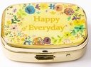 AmyZone Metal Pill Organizer Travel Friendly Portable Compact Pill Box Cute Pill Case at holde vitaminer / Tylenol / Fish Oil / Kosttilskud / Meds / Tablet til purse / Pocket (Happy Everyday)