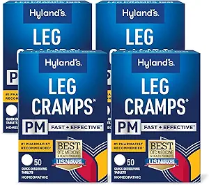 Hyland ben kramper PM, lindring af nat ben, kalv og fod kramper, 50 Quick- Opløsning tabletter 4- Pack (200 Total)