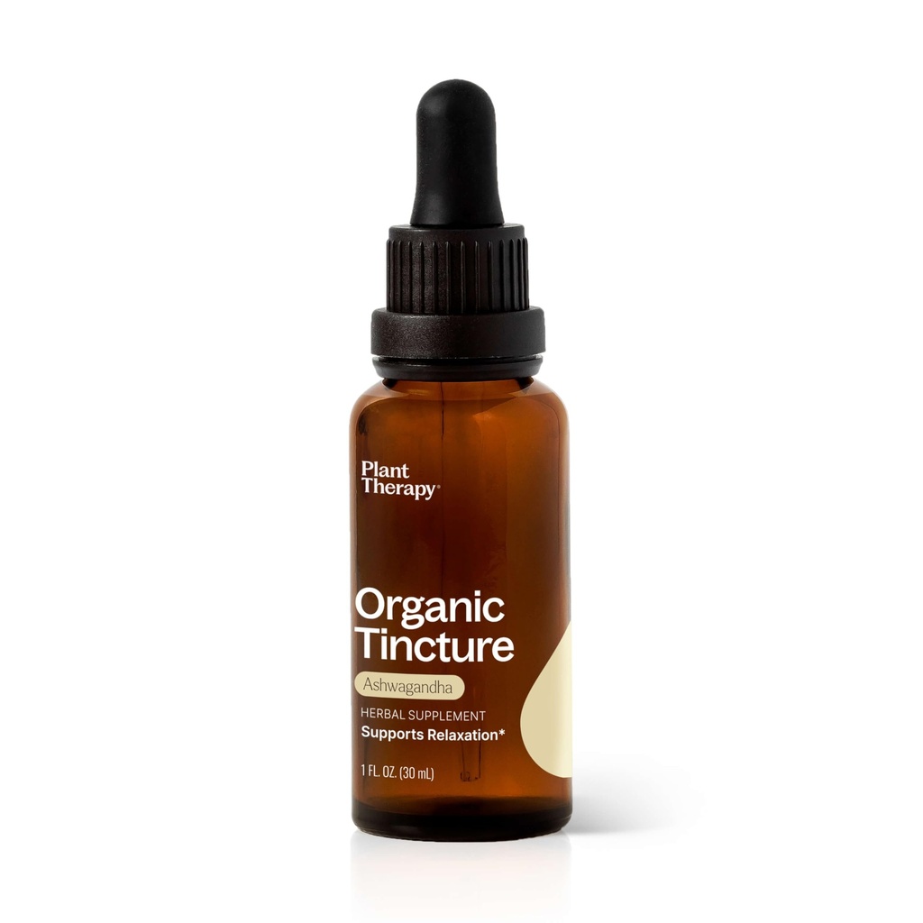 Plantebehandling Organisk Ashwagandha Root Herbal Supplement Tincture 30 ml (1 oz) Understøtter afslapning, foryngelse og immunstøtte, Vegan, Non GMO, Gluten Free, Liquid, 1 flaske