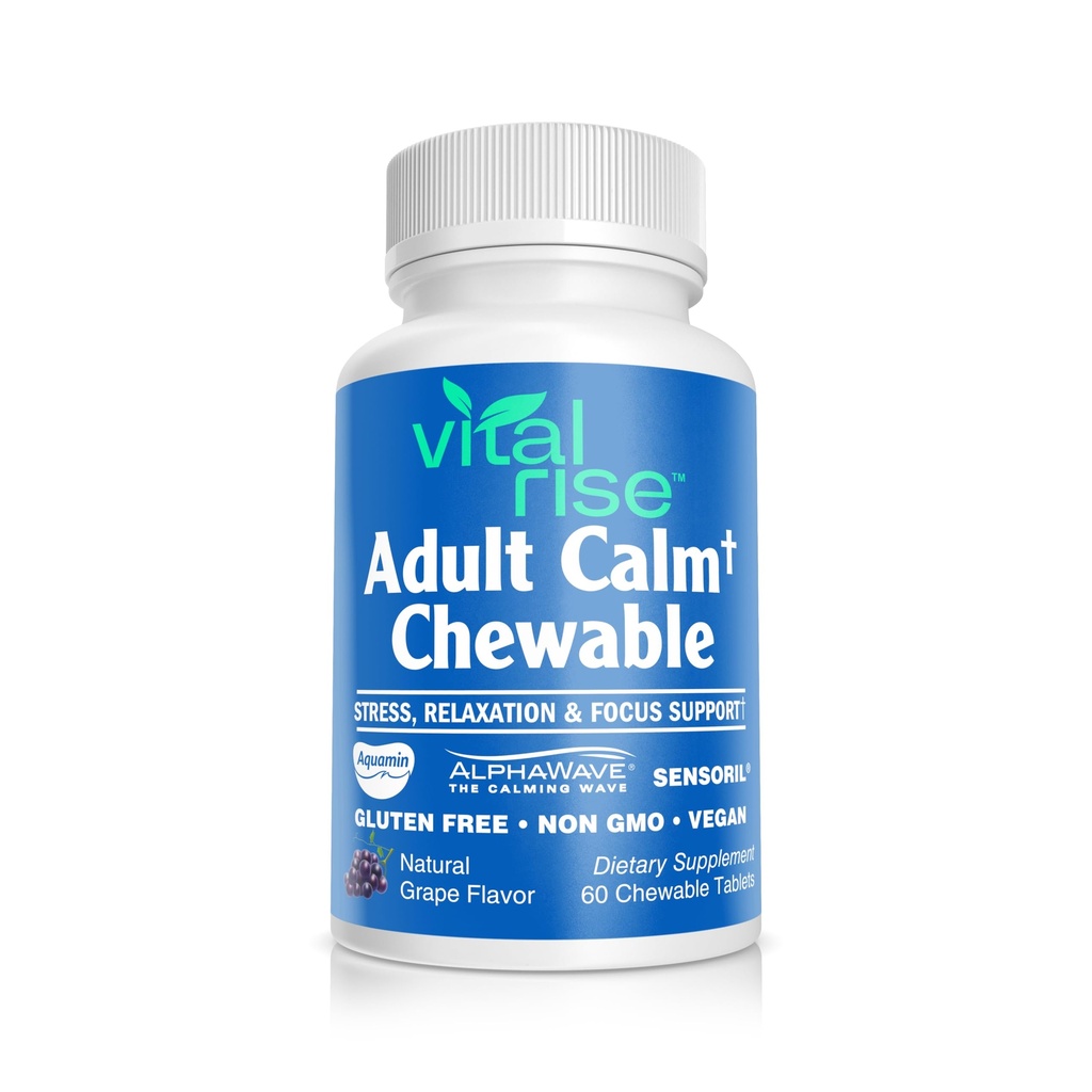 Magnesium & Ashwagandha Chewable Tablets for adult - High Absorption Magnesium Stress Support - Gluten- Free, Vegan, Non- GMO, Grape- Flavored (60 Greve)