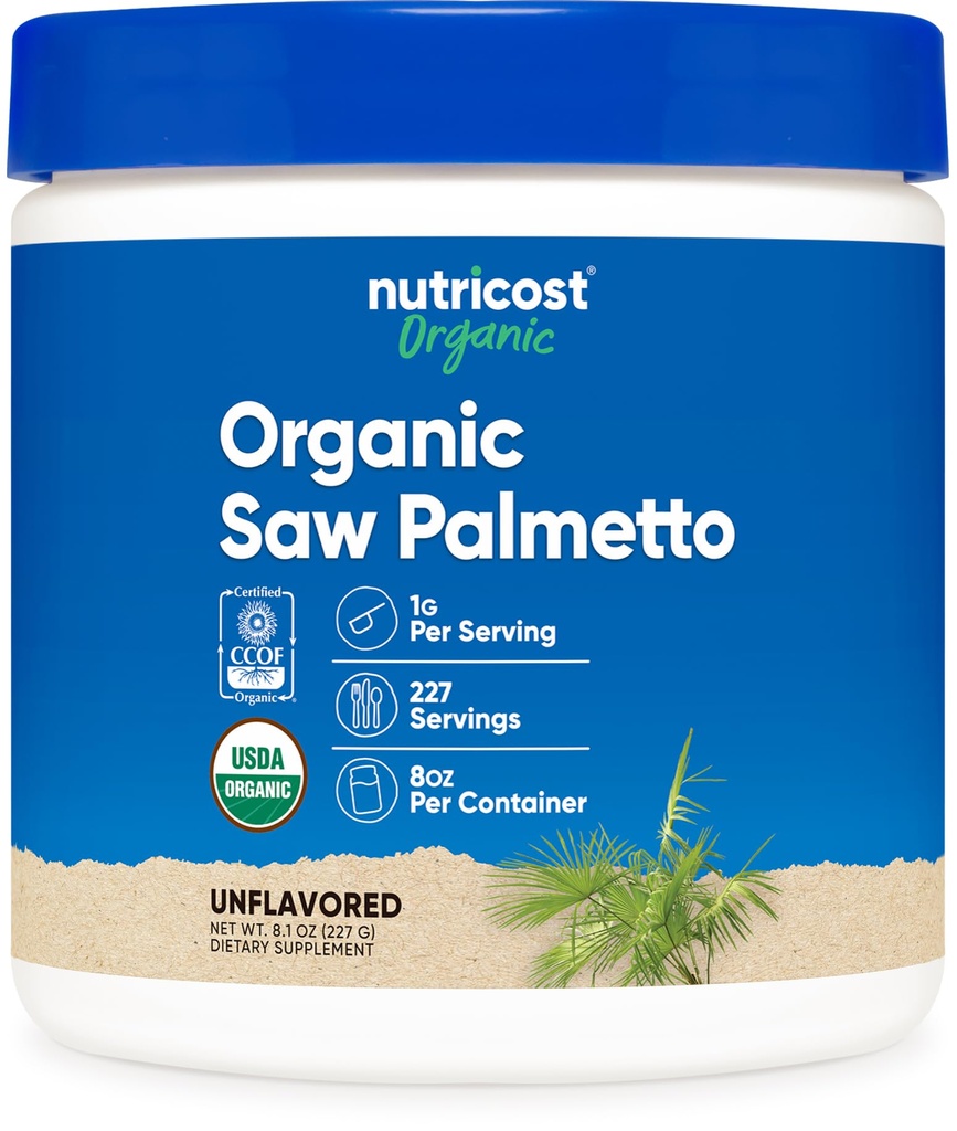 Nutricost Organic Saw Palmetto Powder 8oz - Certificeret USDA Organic Saw Palmetto, Gluten Free