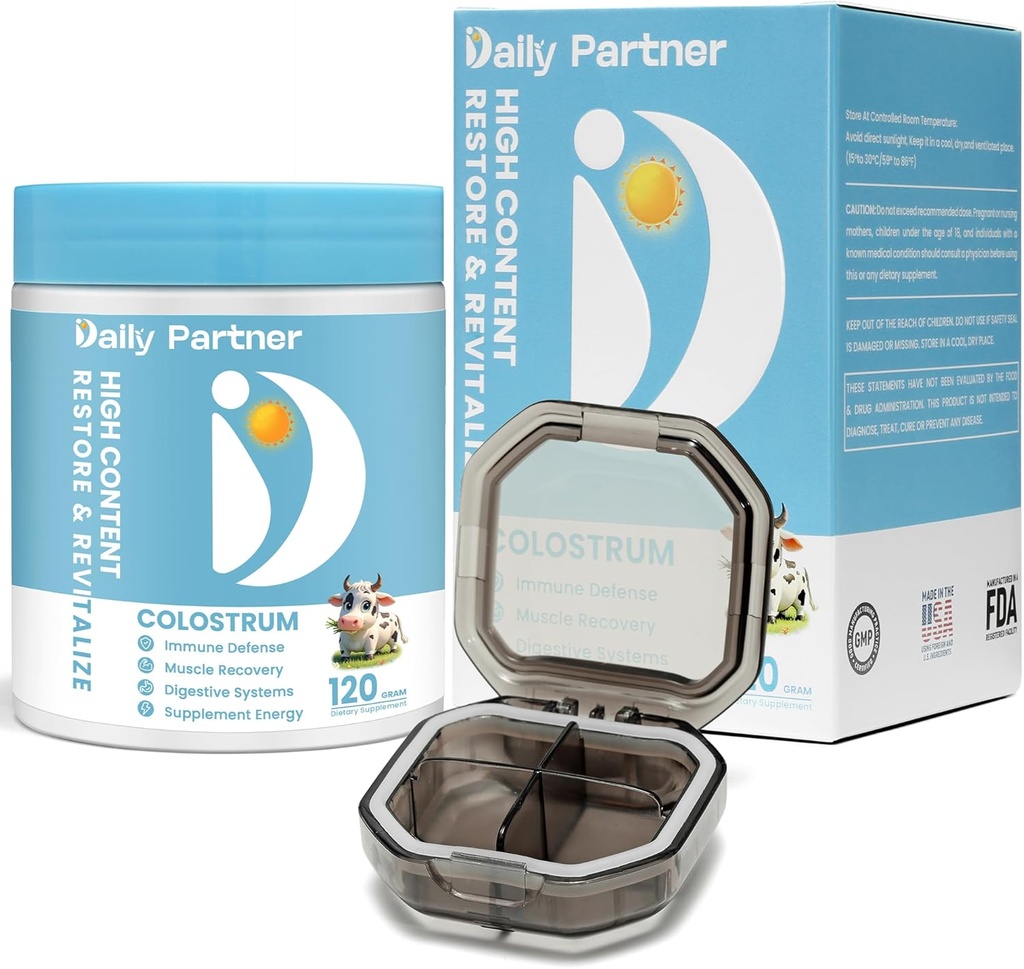 Colostrum Powder - immunforsvar & Gut Health Supplement, fremmer naturlig muskel Inddrivelse, Calostro Bovino, Inkluderer Capsule Box & Spoon