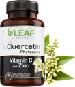 B 'LEAF NATUR Quercetin Phytosome, 120 Kapsler - 1000mg Høj Absorption Quercetin med C-vitamin og zink - non-GMO Vegetar Quercetin Supplement for immun, energi, hjerne og sæsonbetinget støtte