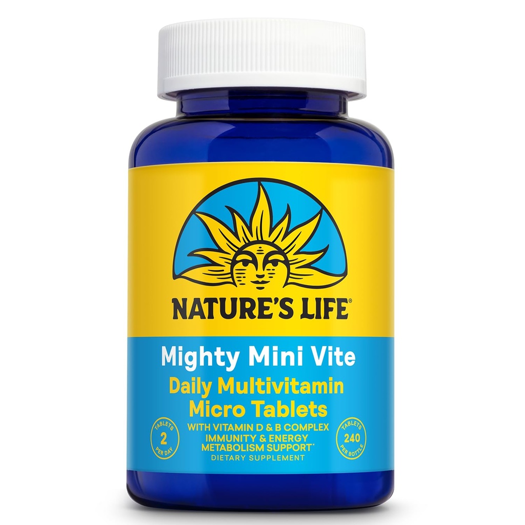 Naturens liv Mægtige Mini Vite - Daglig Multivitamin for kvinder og mænd - D-vitamin og B-kompleks - Immunitet og energi Metabolisme Support - Lab Verified - 120 Servering, 240 Micro Tablets