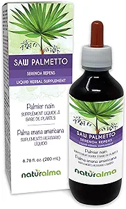 Naturalma Saw Palmetto (Serenoa repens eller Sabal serrulata) Frugt Alkoholfri tinktur - 6,76 fl oz Flydende ekstrakt i Drops - Urtetilskud - Vegan