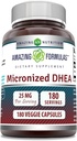 Amazing Formulas Mikronized DHEA 25mg 180 Veggie kapsler Supplement 124; Non- GMO Note 124; Gluten Free