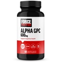 FORCE FACTOR Alpha GPC Brain Supplement for Memory and Focus, Mood Support Supplement med Alpha GPC 600mg, Premium kvalitet, Vegan, Non- GMO, 60 kapsler